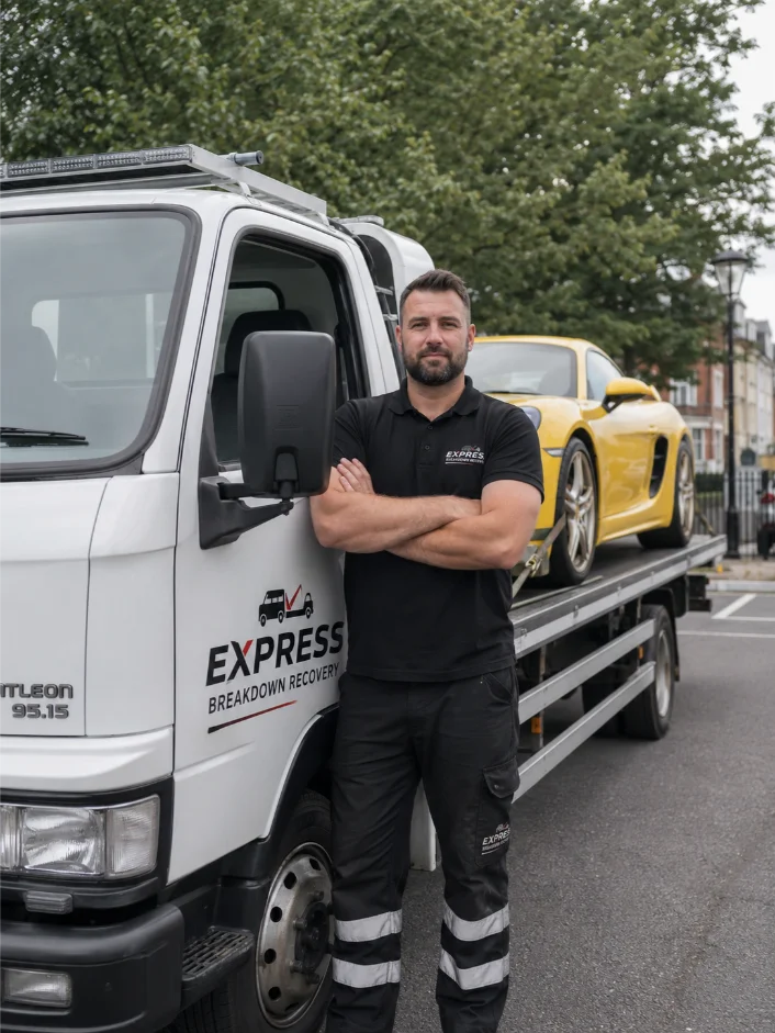 Emergency Breakdown Recovery Operator with Porsche
