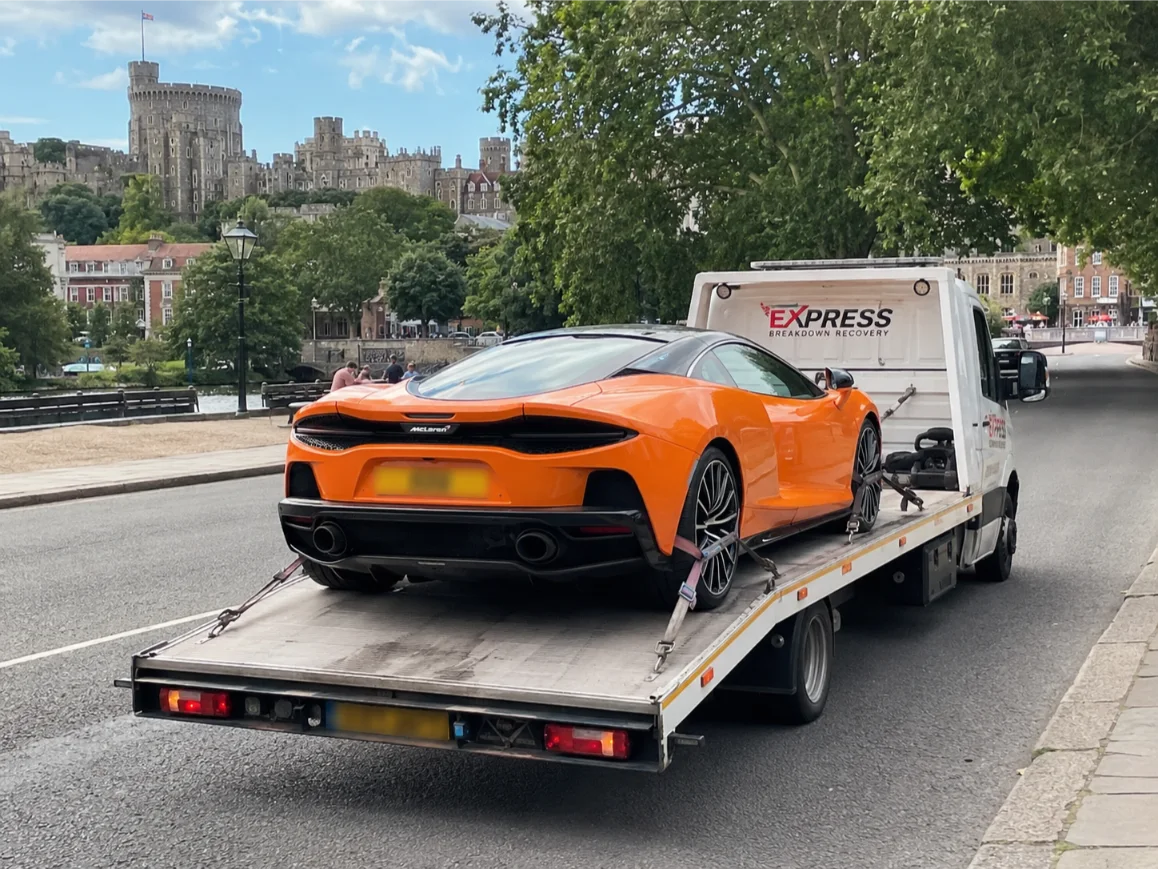 McLaren GT flatbed vehicle transport Windsor Berkshire