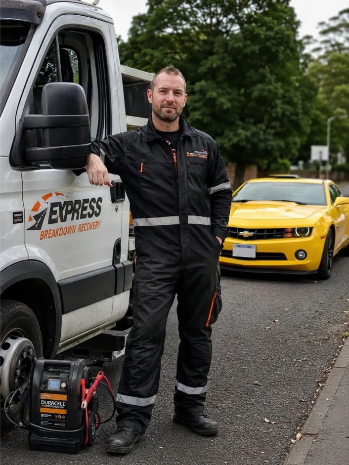 Professional Jump Start Technician Express Breakdown Recovery