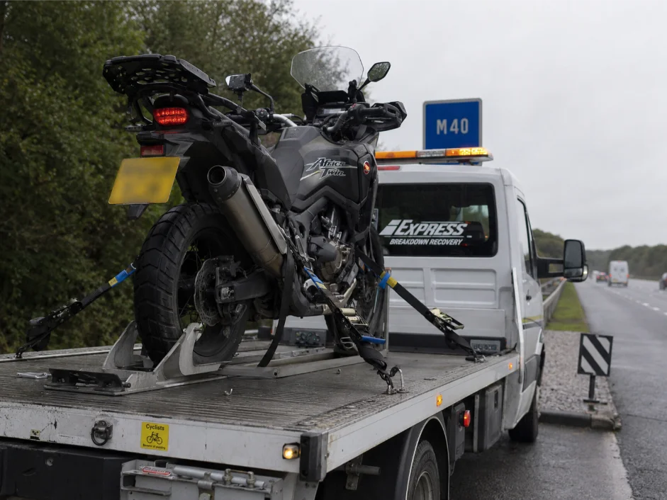 honda africa twin motorbike recovery m40 motorway
