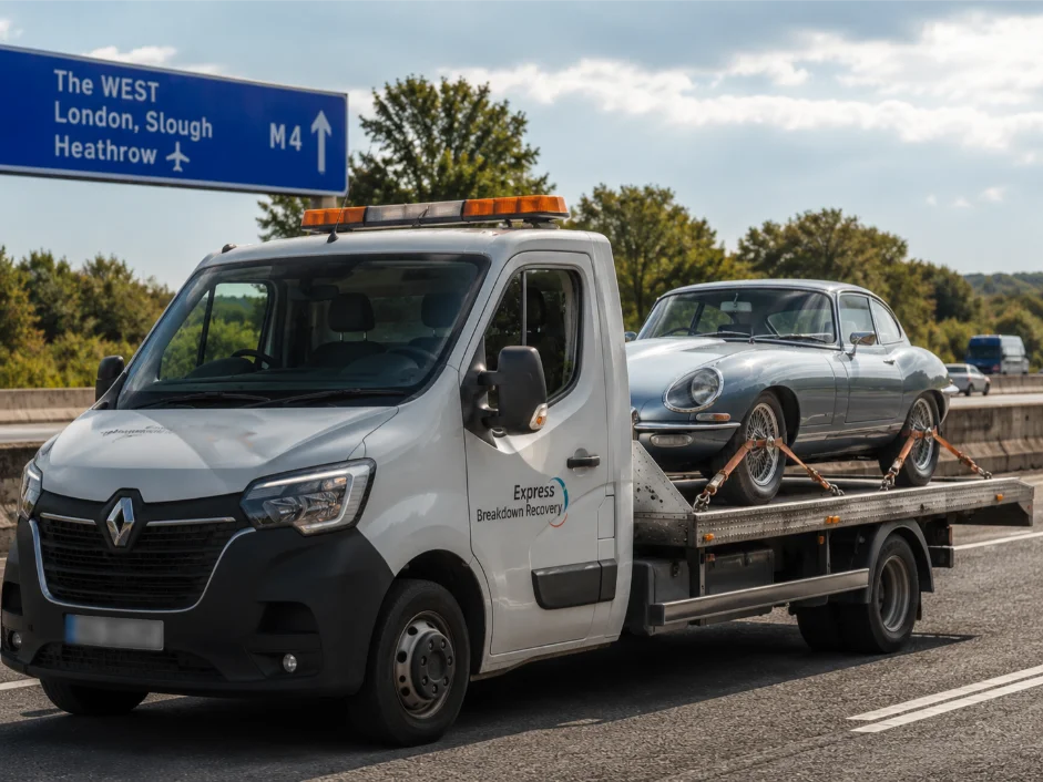 Jaguar E-type Classic Car Recovery A4 Motorway