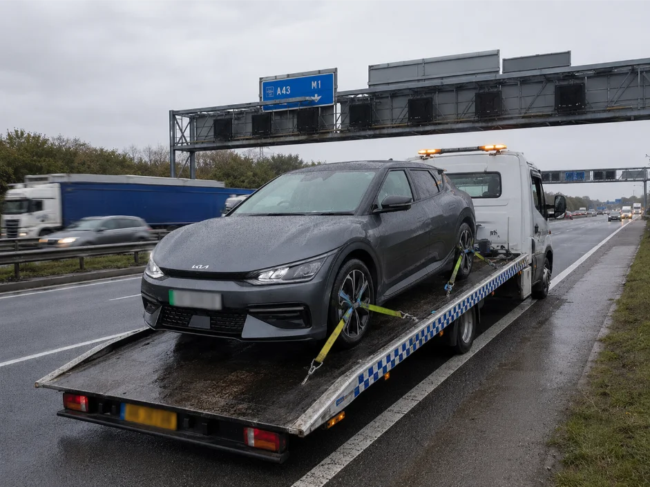 kia ev6 electric vehicle recovery m1 motorway