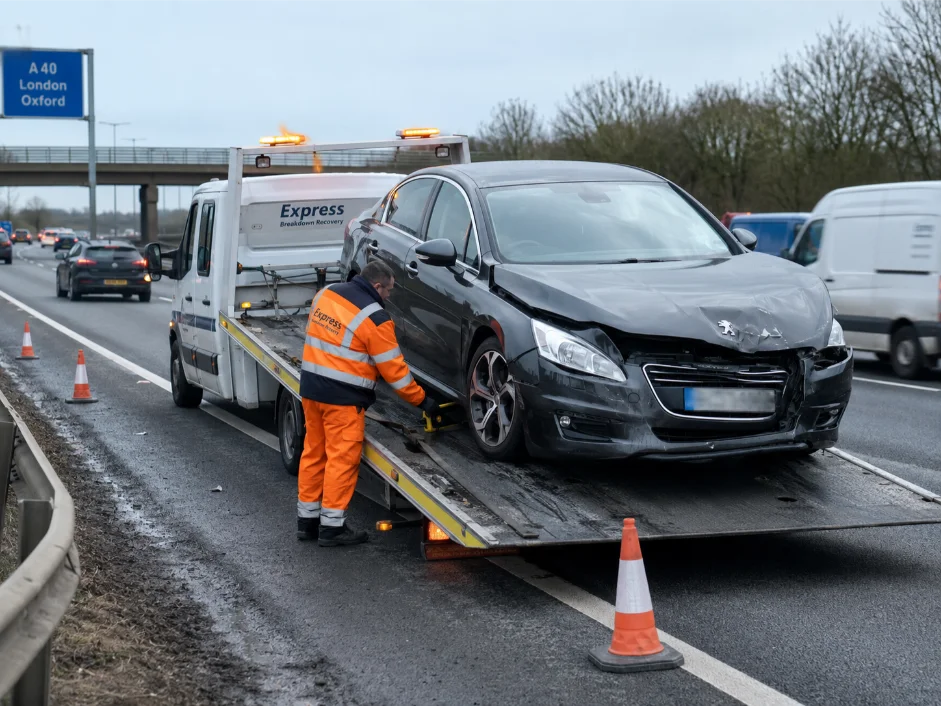 peugeot 508 accident recovery a40 motorway