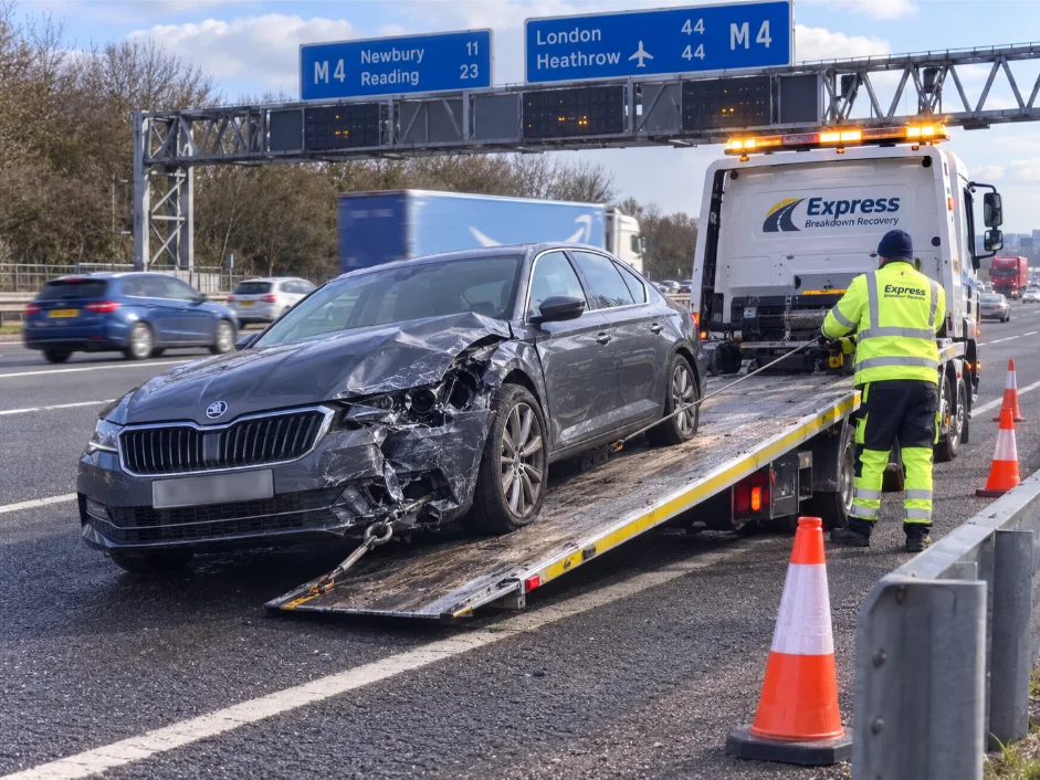 skoda superb accident recovery m4 motorway
