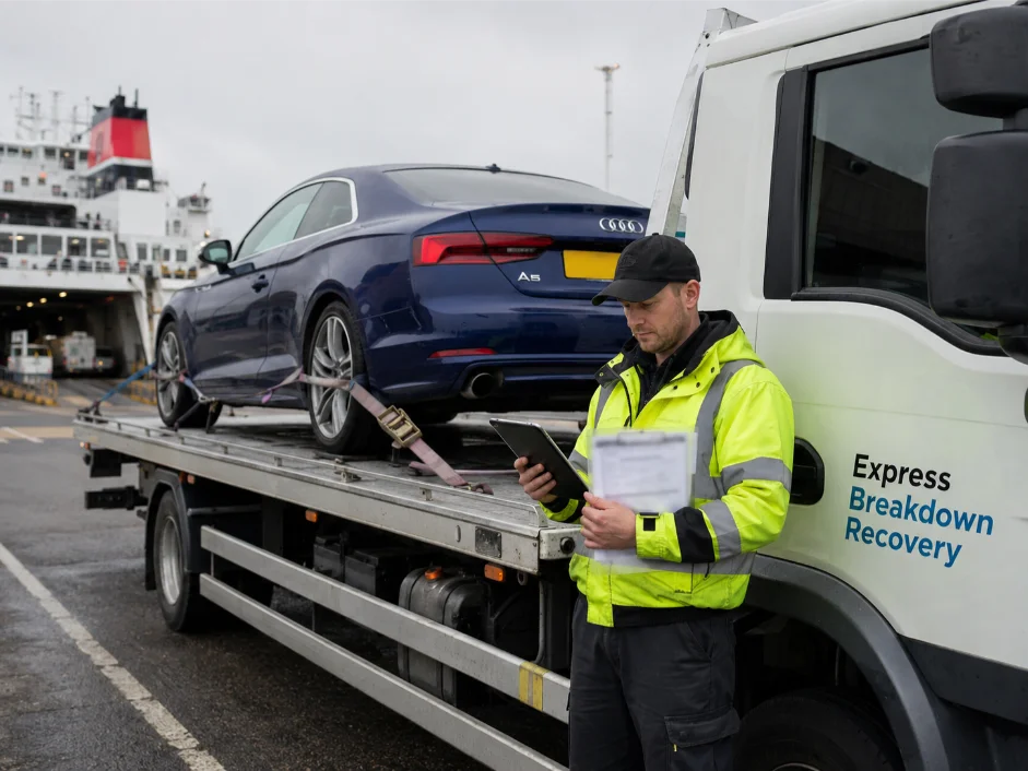 Audi A5 cross-border vehicle transport documentation in Wales