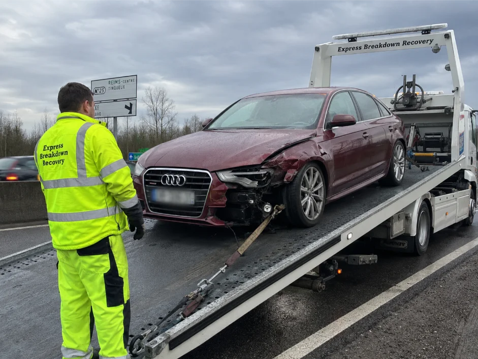 Audi A6 accident recovery from France to the UK
