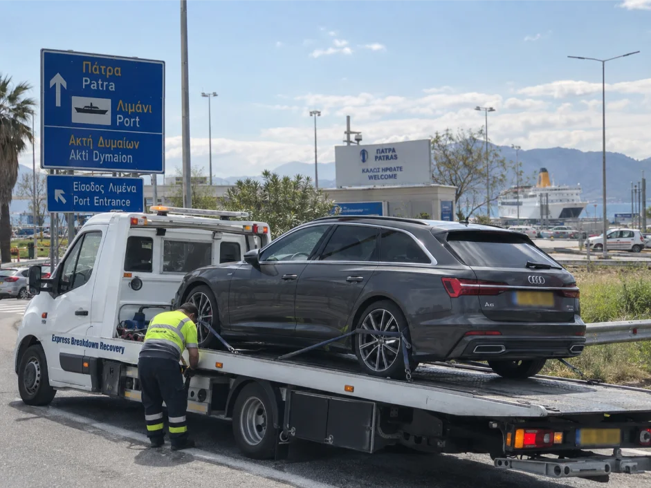 Audi-a6 car recovery Patras, Greece to UK