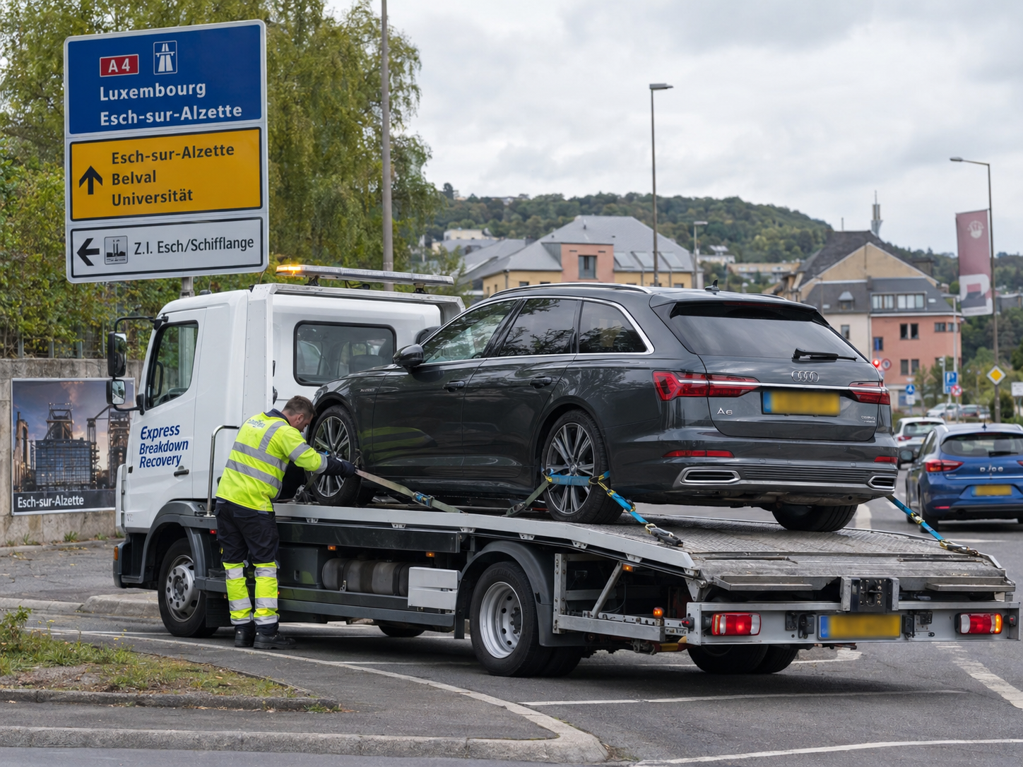 Audi-a6 car recovery Esch-sur-alzette Luxembourg to UK