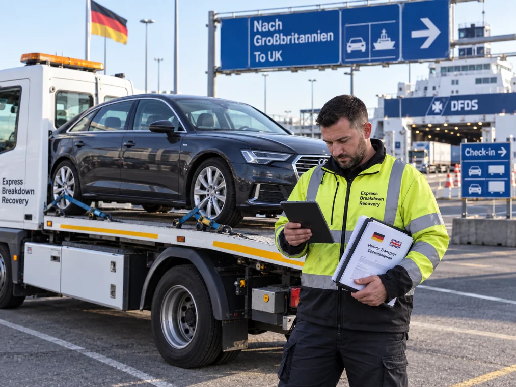 Audi A6 cross-border vehicle transport documentation Frankfurt, Germany to UK