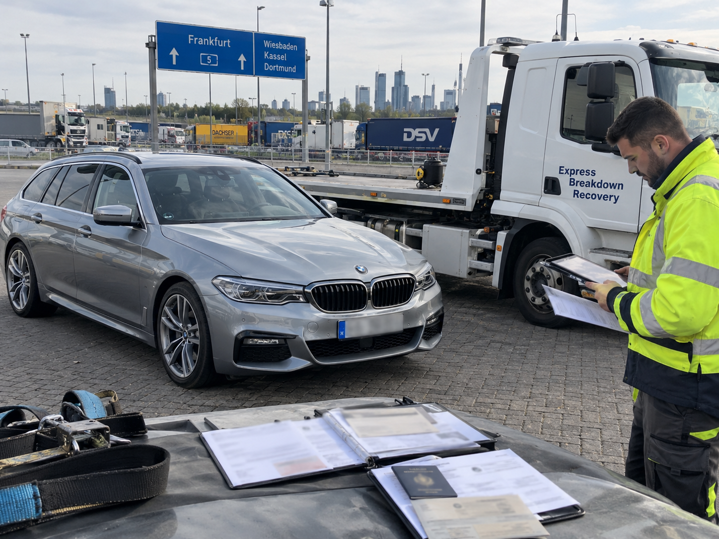 bmw 5 series cross border recovery germany to uk frankfurt
