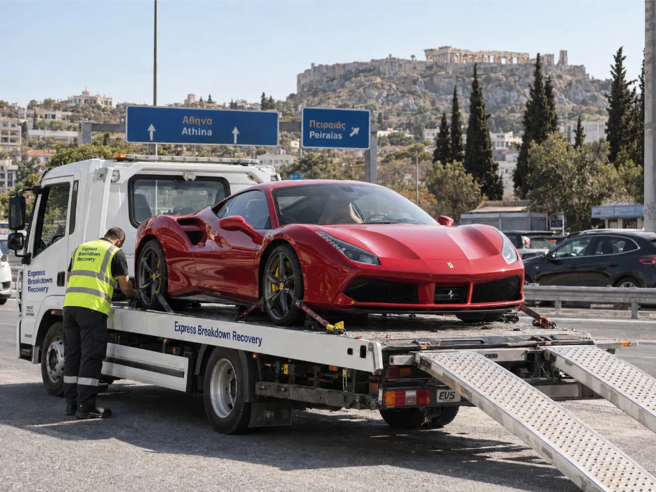 Ferrari-488-luxury-car-transport Athens, Greece to UK