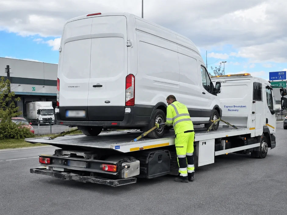 Ford Transit commercial vehicle recovery from France to the UK