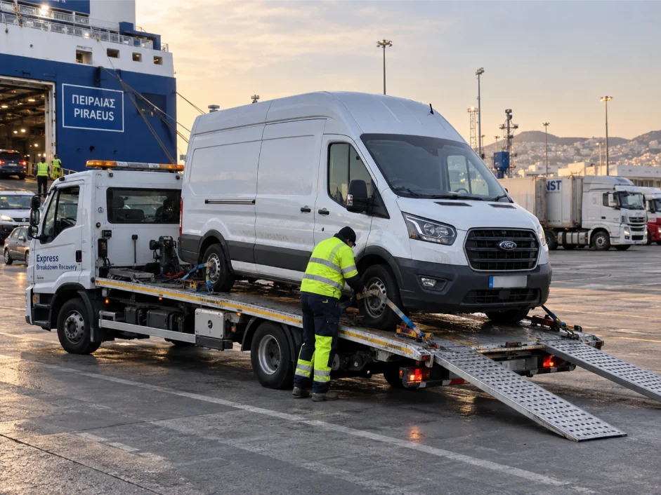 Ford transit commercial vehicle recovery Piraeus , Greece-to-UK