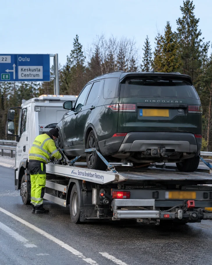 land rover discovery professional car recovery finland to uk oulu
