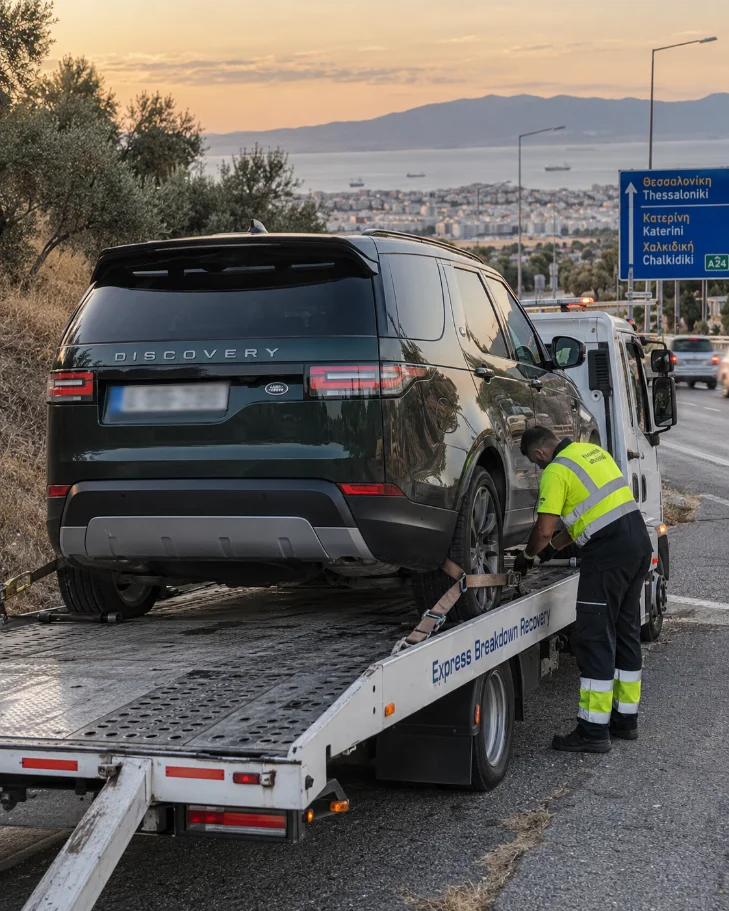 Land rover discovery profession car recovery Greece to Thessaloniki UK