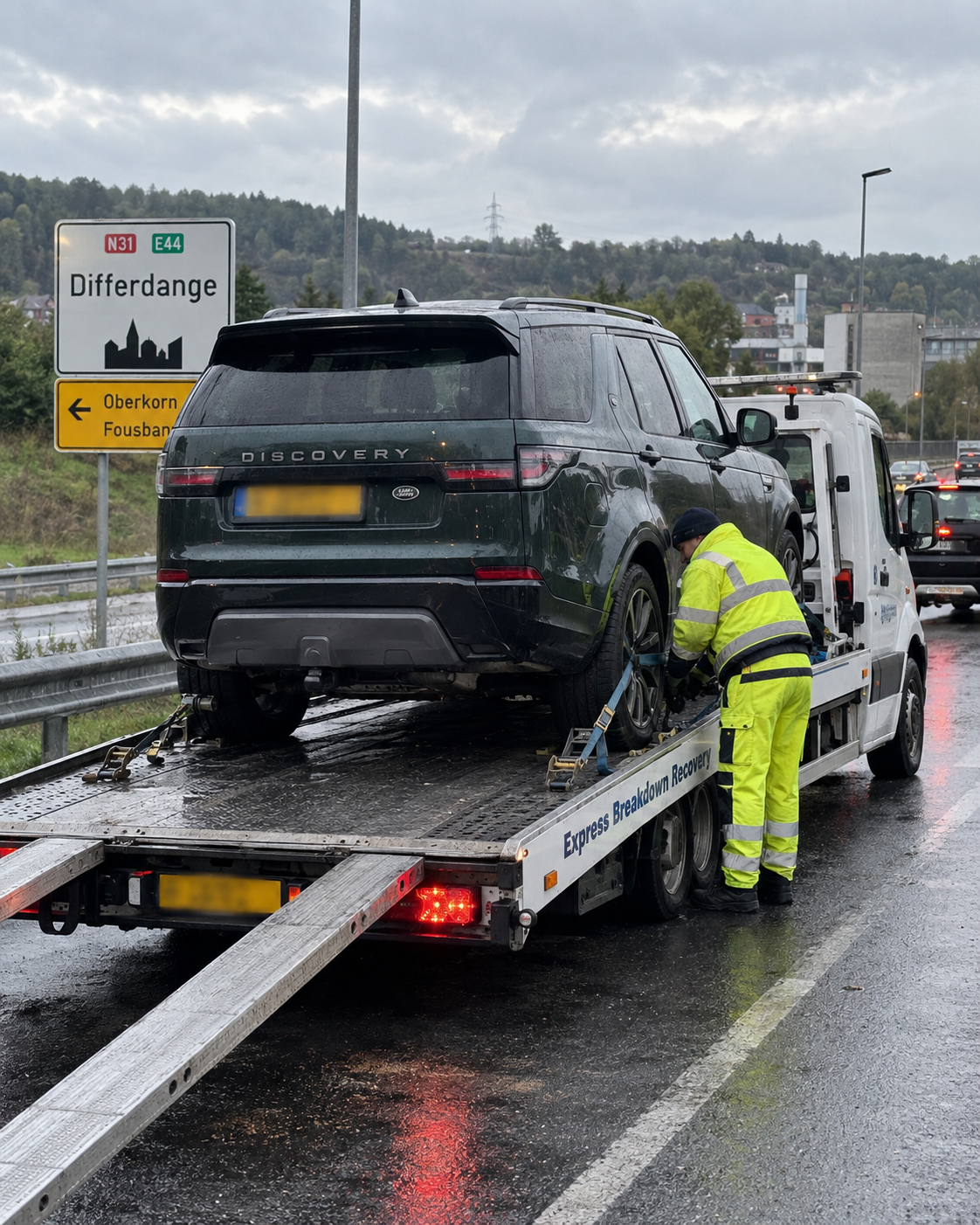 Land Rover Discovery Professional Car Recovery Differdange Luxembourg to UK