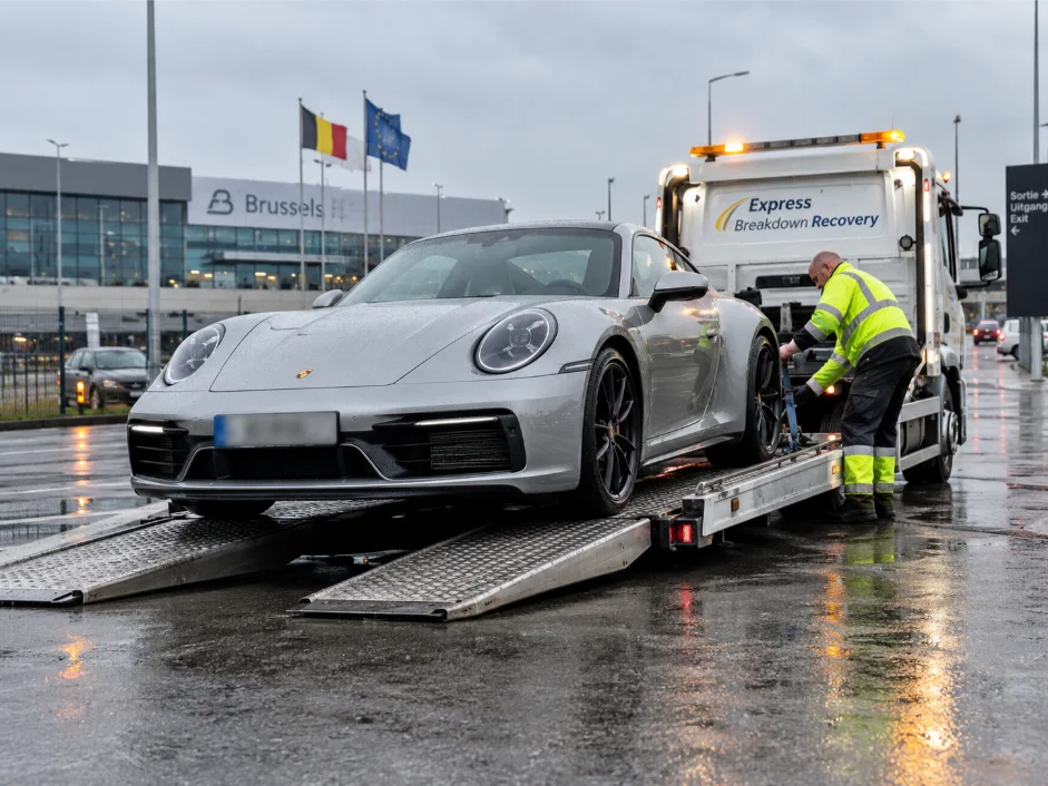porsche 911 luxury car transport belgium to uk brussel