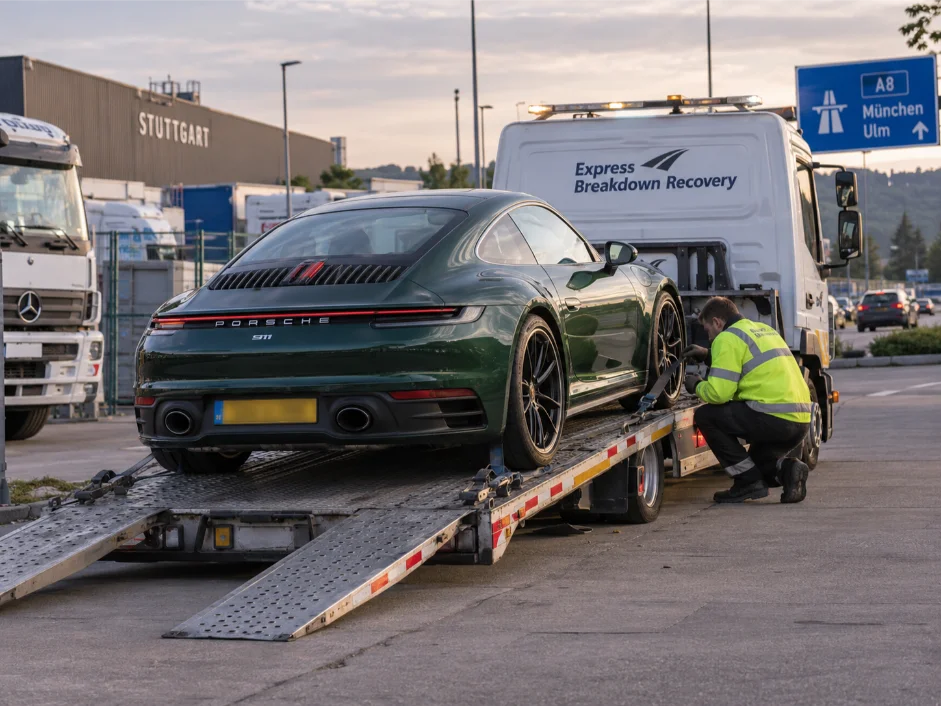 Porsche 911 luxury car transport from Germany to the UK, Stuttgart