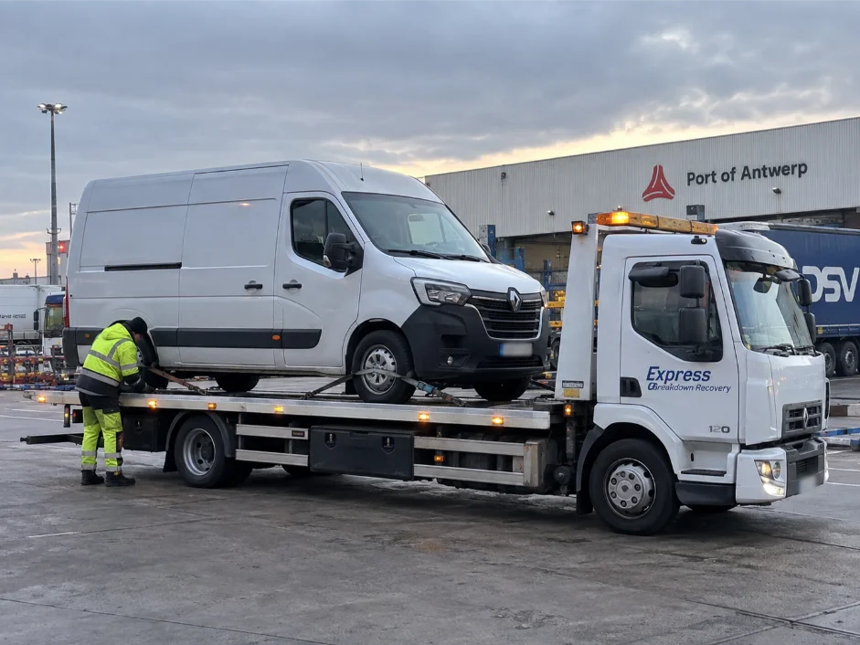 renault master commercial vehicle recovery belgium to uk antwerp 1