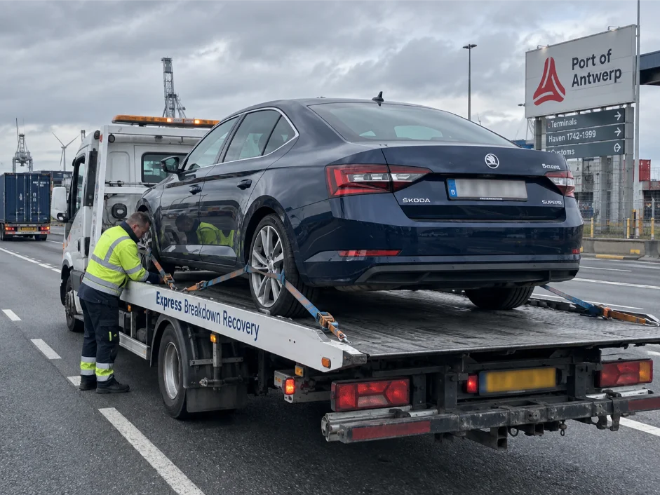 skoda superb vehicle transport belgium to uk antwerp 1