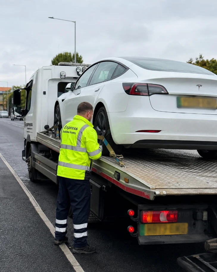 Tesla Model 3 professional electric car recovery from Ireland to England