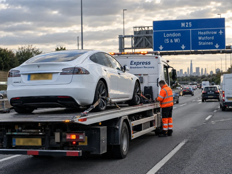 tesla model s car recovery belgium to uk london