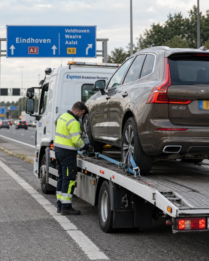 Volvo XC60 professional car recovery from Eindhoven, Netherlands to the United Kingdom