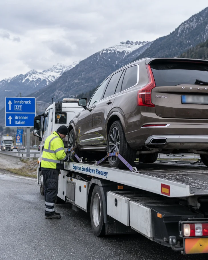Volvo XC90 professional car recovery Austria to UK