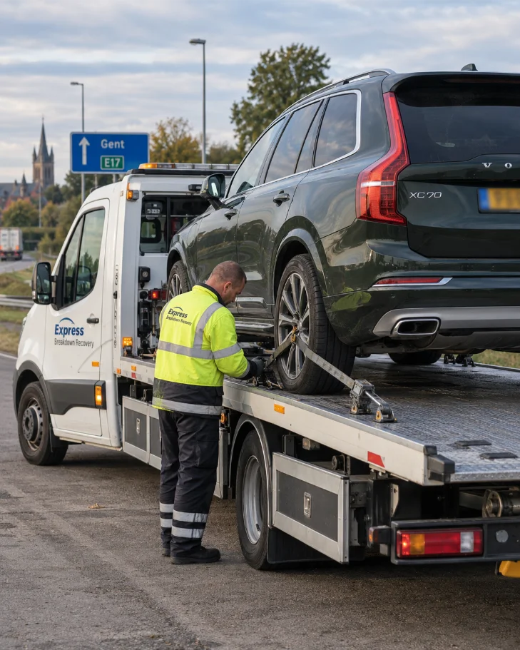 volvo xc90 professional car recovery belgium to uk