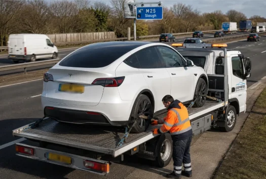 Tesla Model-Y EV Recovery on M25 Motorway Slough